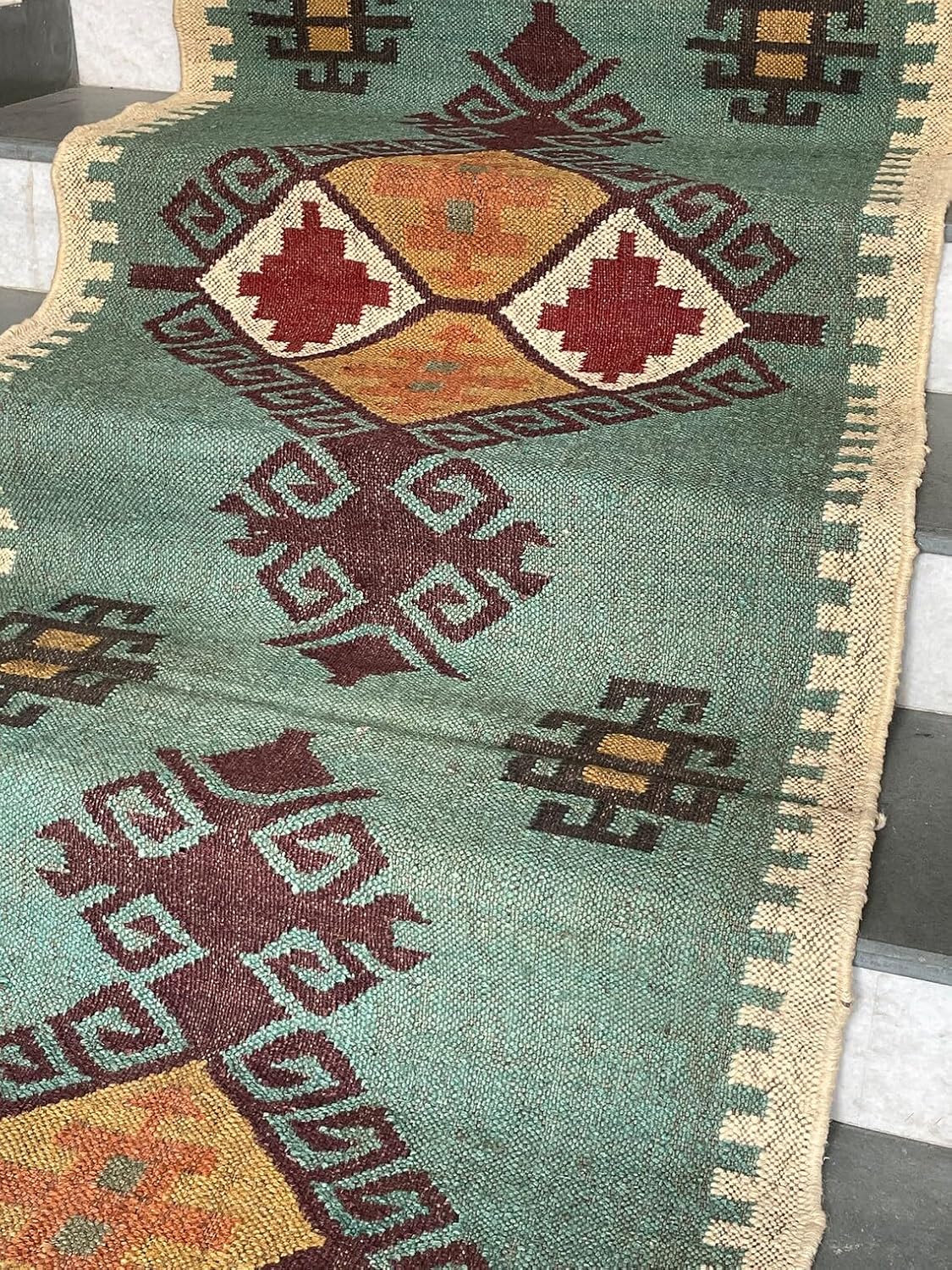 Hand Woven Kilim Stair Runner Rug, Eco-Friendly Stair Runners Rugs