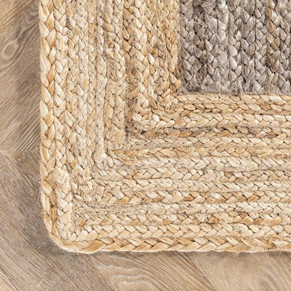 Grey with Beige Border Natural Fiber Rugs