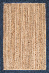 Beige with Blue Border Natural Jute Rugs