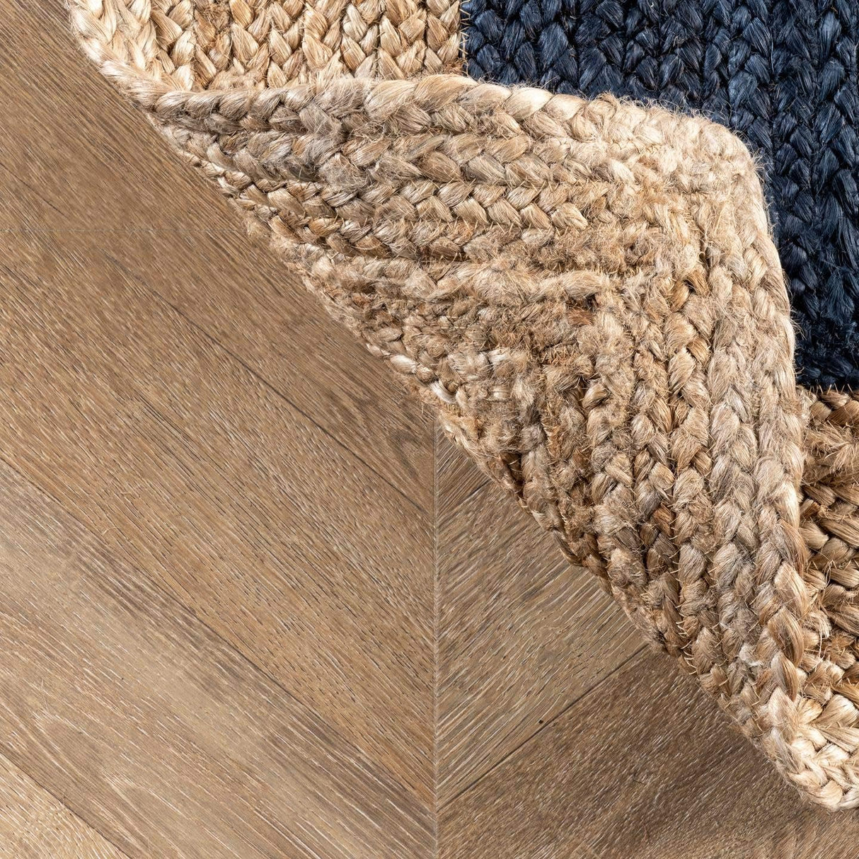 Navy with Beige Border Handmade Rustic Jute Area Rugs