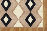 Unique Design Geometric Hand Woven Beige Black  Indian Area Rugs for Living Room, Hall
