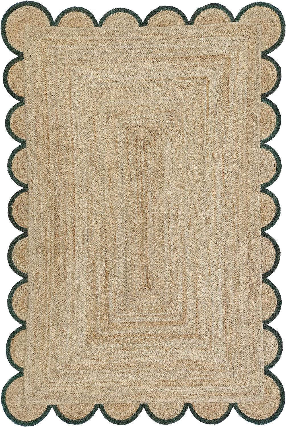 Hand Weaving Village  Decorative scalloped jute rug