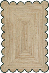 Hand Weaving Village  Decorative scalloped jute rug
