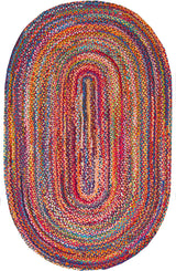 Hand Braided Multi Chindi Cotton Area Rug