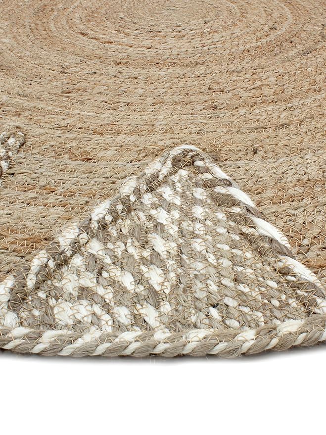 Round Traditional Design Jute Door Mat for Bedroom, Living Room, Dining Room