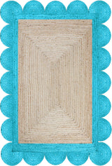Hand Braided  Indoor Outdoor Soft scalloped jute rug