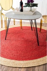 Red with Beige Border Natural Jute Rugs