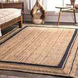 Rikki Braided Border Bohemian Natural fiber rugs