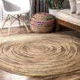 Indoor-Outdoor Round Braided Jute Rug – Modern Farmhouse Natural Fiber Rug