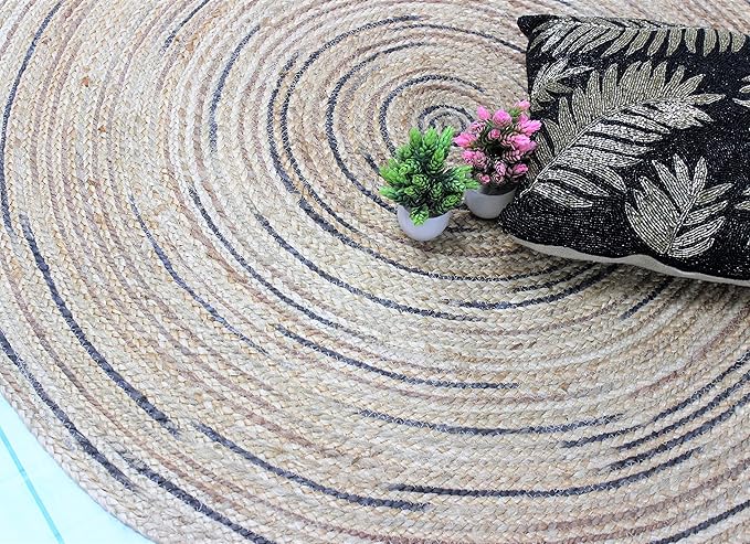 Round Reversible Centre Table Rug Mat for Living Room