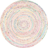 Braided White Ivory Chindi Cotton Area Rug