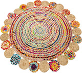 Hand Braided Pinwheel Multicolor Chindi Rug