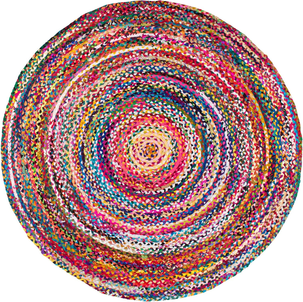 Hand Braided Multi Chindi Cotton Area Rug