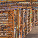 Handmade Boho Stripe Washable Gold/Multi Cotton Rugs For Living Room