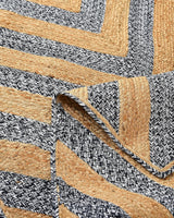 Handmade Boho Unique Design Hand Braided Area Rug For Living Room, Beige-Black