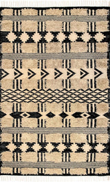 Mona Shaggy Tribal Stripes Wool Area Rug, Luxury Wool Jute Rugs