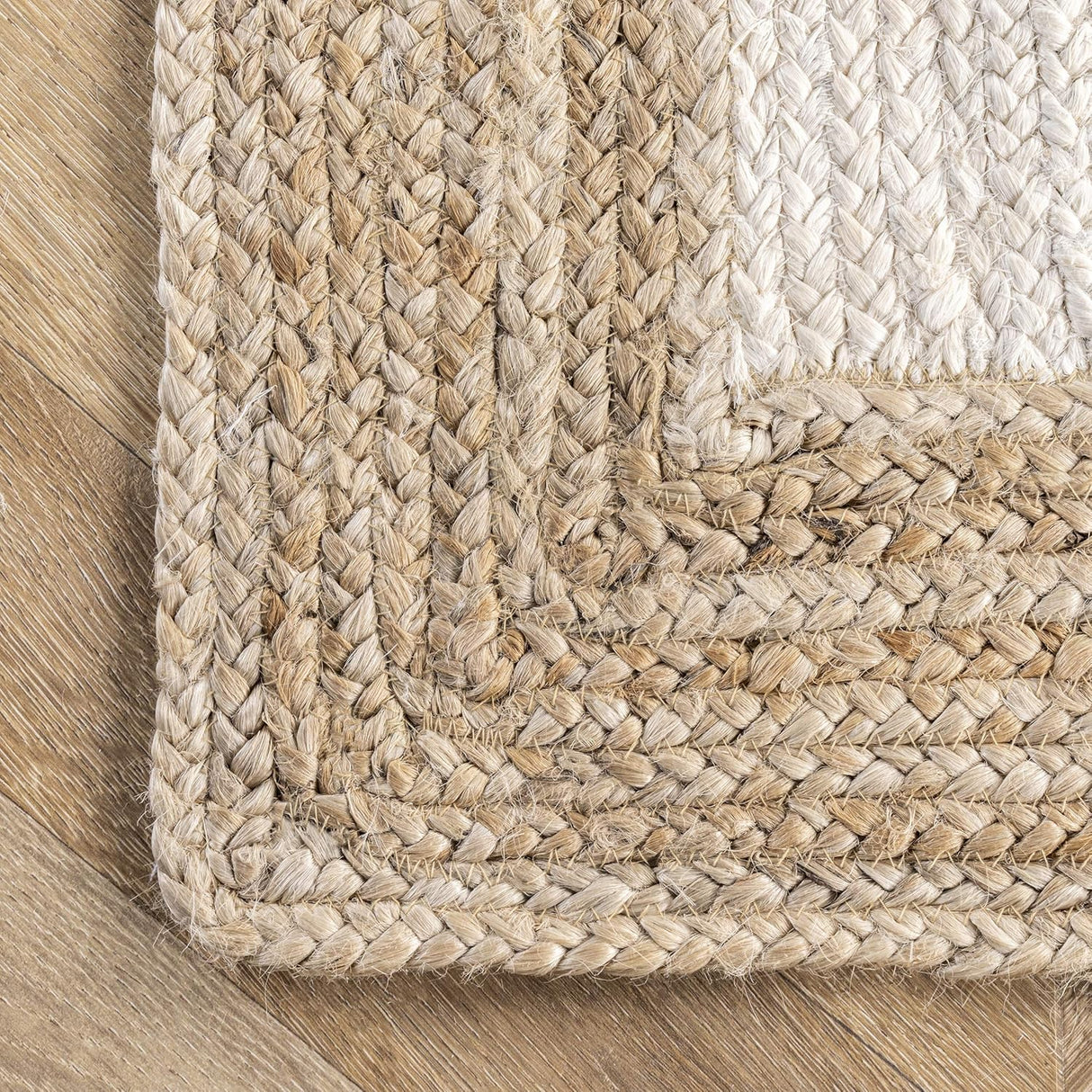 White with Beige Border Handmade Natural Fiber Rugs