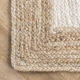 White with Beige Border Handmade Natural Fiber Rugs