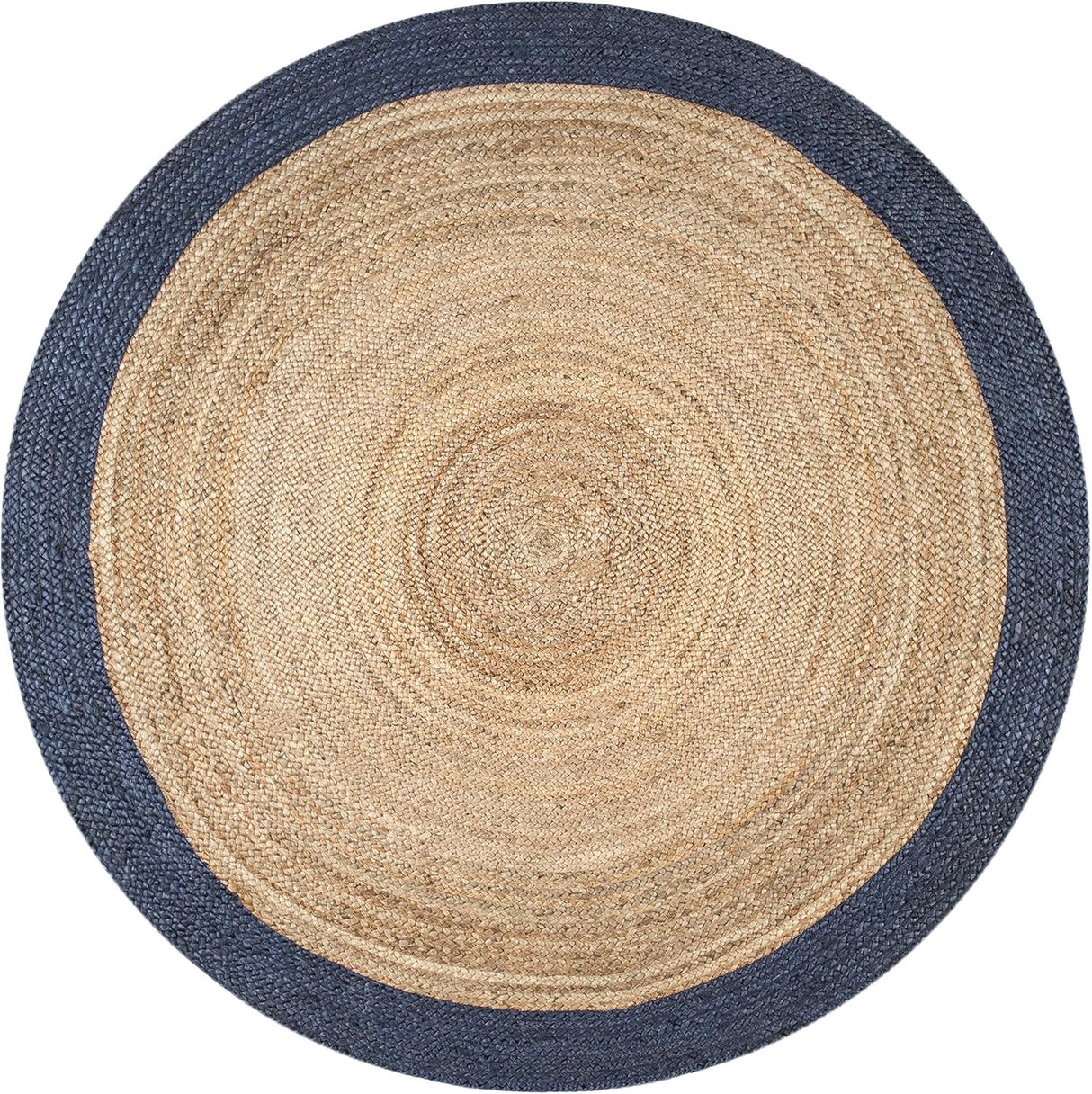 Beige with Blue Border Natural Jute Rugs