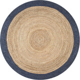 Beige with Blue Border Natural Jute Rugs