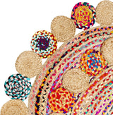 Hand Braided Pinwheel Multicolor Chindi Rug