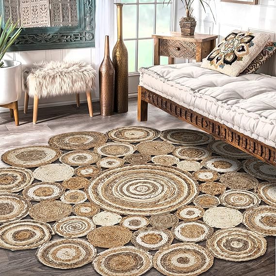 Round Braided Jute Rug, Natural Fiber Round Rug