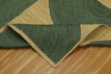 Tapis en jute tressé géométrique vert et bleu, idéal pour les zones à fort trafic dans la chambre 