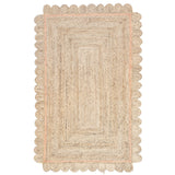 Scalloped Edge Jute Rug – Handmade Braided Natural Fiber Area Carpet