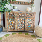 Jute and Chindi Floral Braided Rug – Natural Handwoven Area Mat