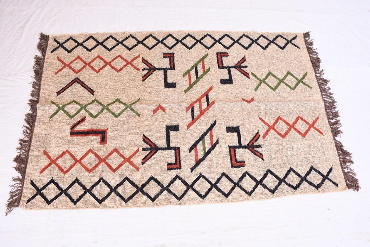 Boho Wool Jute Kilim Rug  Boston Rug