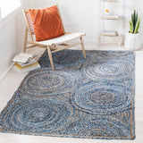 Blue Hand Braided Denim Jute Recycle Rug