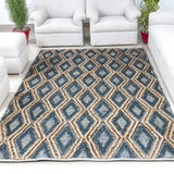 Handmade Blue/Brown Bohemian Jute Rug