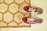 Handmade Beige and Ivory Design Jute Braided Doormat.