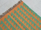 Green & Beige Jute Kilim Area Rug