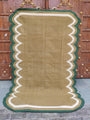 Handwoven Scalloped Wool Cotton  Rugs Home Decor Rug