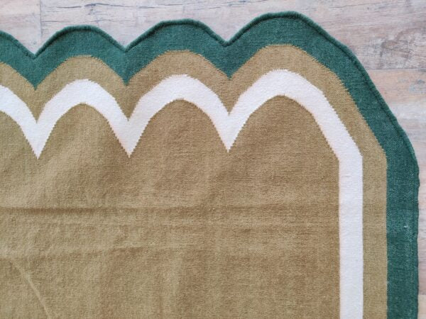 Handwoven Scalloped Wool Cotton  Rugs Home Decor Rug