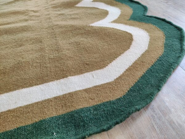 Handwoven Scalloped Wool Cotton  Rugs Home Decor Rug