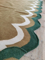 Handwoven Scalloped Wool Cotton  Rugs Home Decor Rug