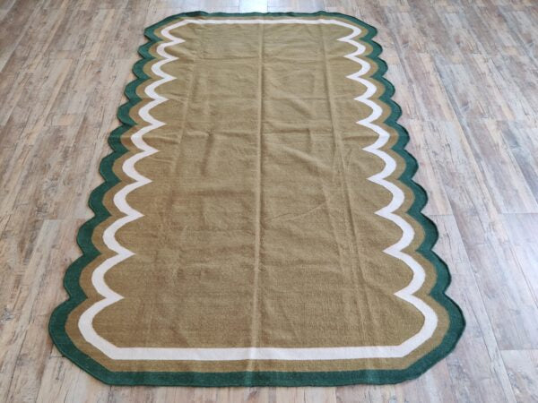 Handwoven Scalloped Wool Cotton  Rugs Home Decor Rug