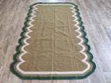 Handwoven Scalloped Wool Cotton  Rugs Home Decor Rug