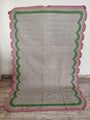 Handwoven Scalloped Wool Cotton  Rugs Home Decor Rug