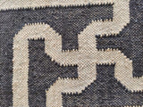 Boho Natural Wool Jute Kilim Dhurrie Rugs Black Natural Dyed Home Decor  Rug