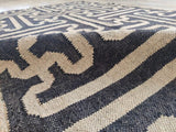 Boho Natural Wool Jute Kilim Dhurrie Rugs Black Natural Dyed Home Decor  Rug