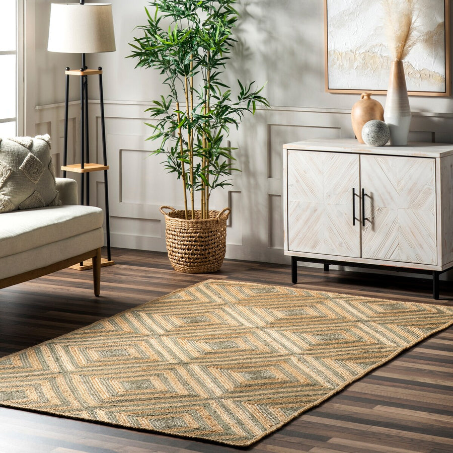 Diamond Jute Area Rug, Natural Rug Living Room Rug