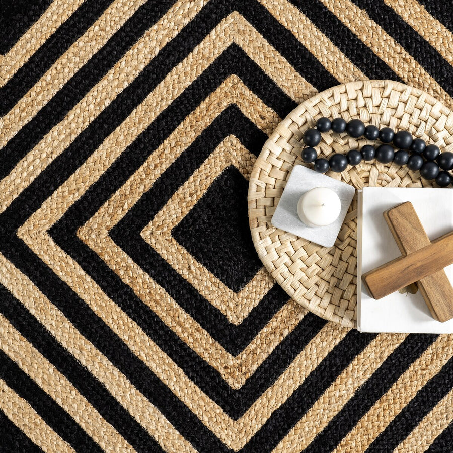 Diamond Jute Area Rug, Natural Rug Living Room Rug