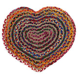 Jute & Cotton Heart Shape Doorstep Natural Golden Jute Indoor Area Rug
