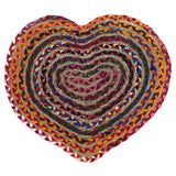 Jute & Cotton Heart Shape Doorstep Natural Golden Jute Indoor Area Rug