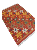 Colorful Kilim Rug Cotton Handmade Bedside