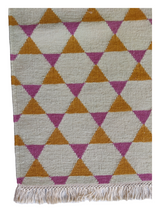 Natural Jute Kilim Dhurrie Rugs,Yellow And White Hand-Woven Designer Cotton Wool Rug