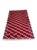 Handmade Purple Rust Color Woven Kitchen  Natural Wool Kilim Dhurrie Rugs